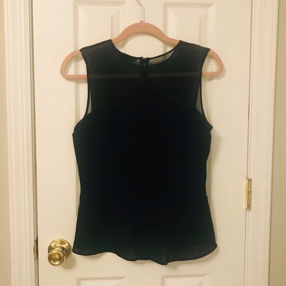 Black Sandro dressy peplum tank with sheer décolletage - Picture 4 of 10